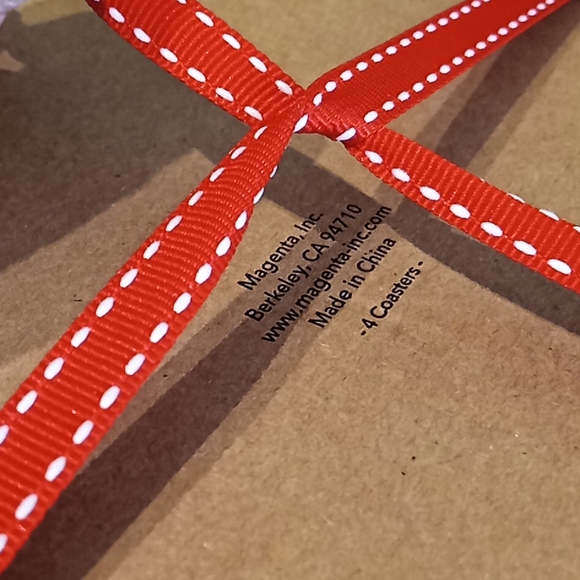 RAE DUNN Holiday Theme Coasters. Set of 4. New With Tags and in Original Box. - Picture 5 of 5